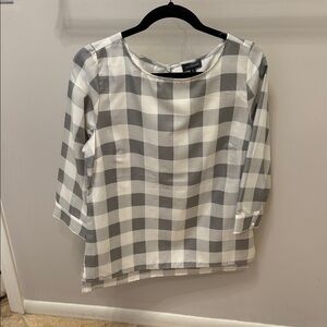 The Limited Gray and White Checkered Blouse